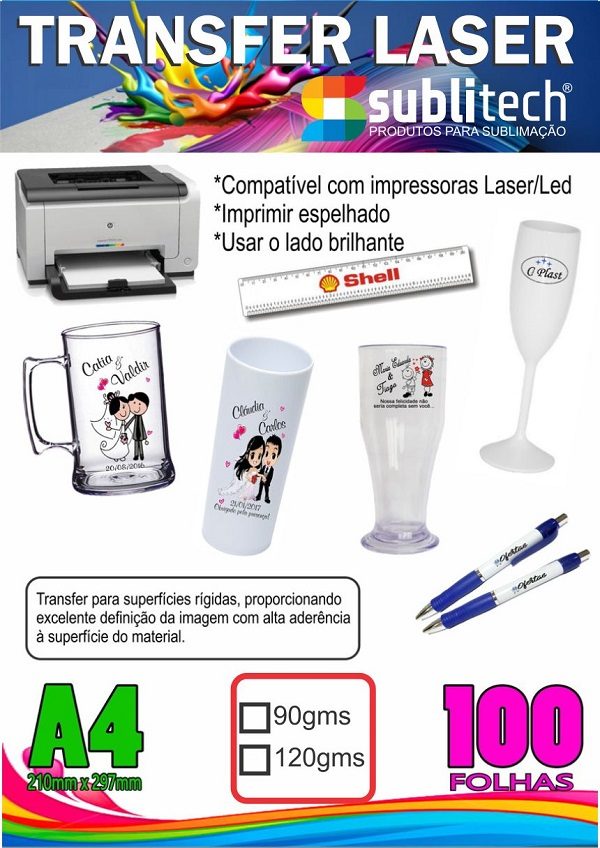 Papel Para Transfer Laser A4 - 90120gms